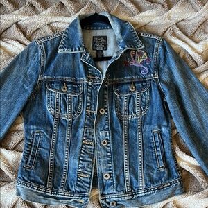 Lucky Brand Rare 🍄 Embroidered Denim Jacket